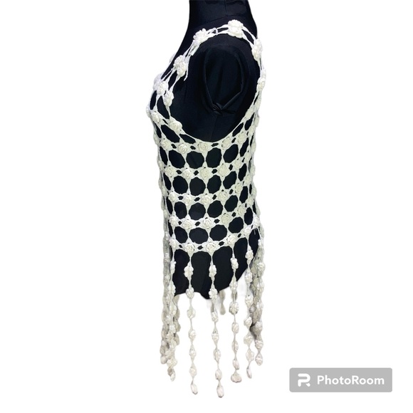 Moschino cheap n chic AEFFE SPA Size 12 cream roses crochet dress - Picture 5 of 16